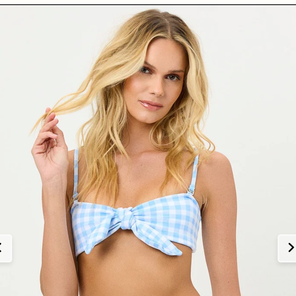 Frankie’s Bikinis Enzo Tie Front Bikini Top Bluebell Size Medium